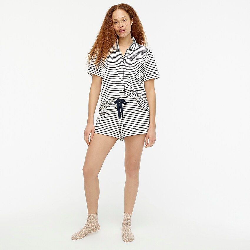 Dreamy short-sleeve pajama short set in stripe | J.Crew US