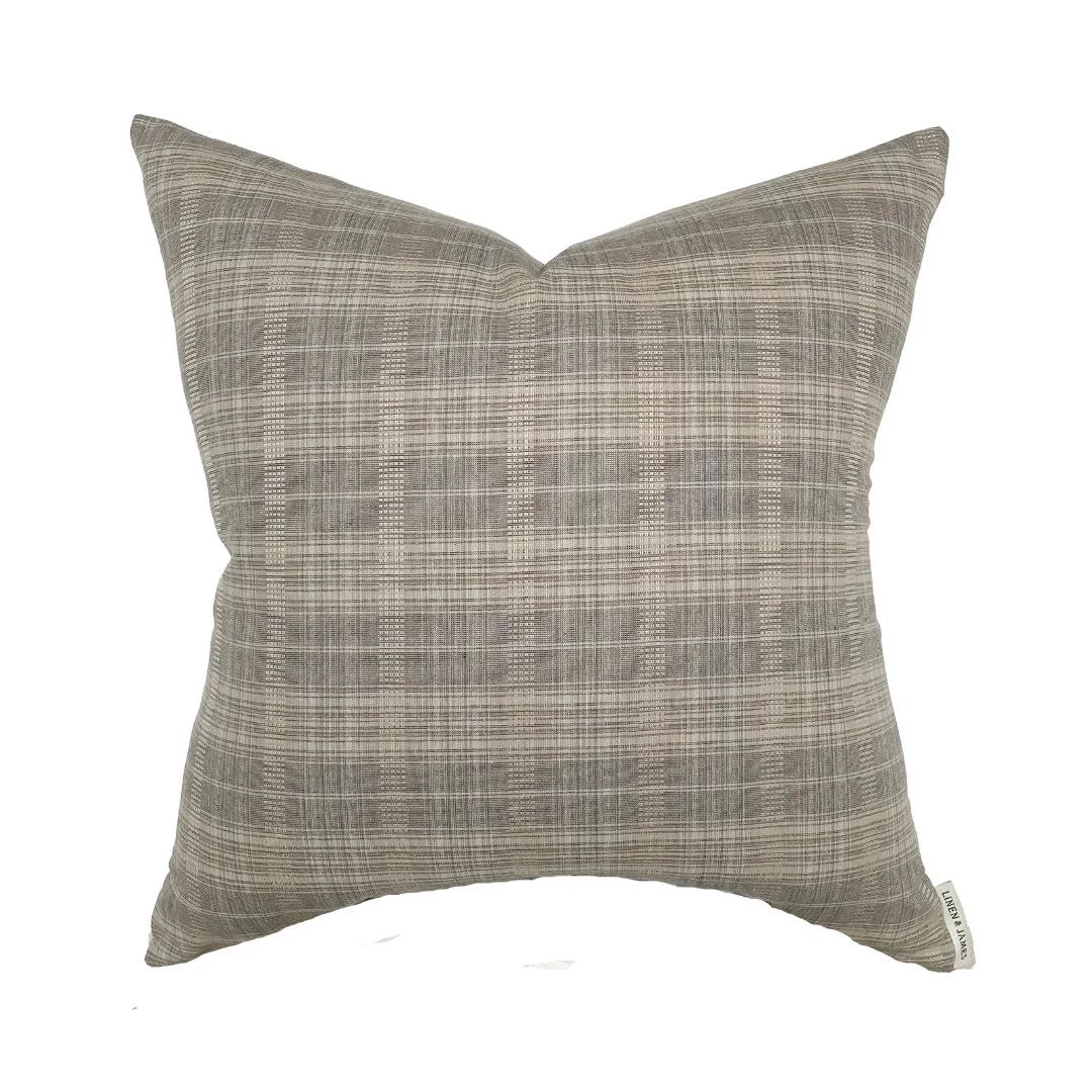 Rory Woven Neutral Plaid Pillow Cover Gray Tan Check - Etsy | Etsy (US)
