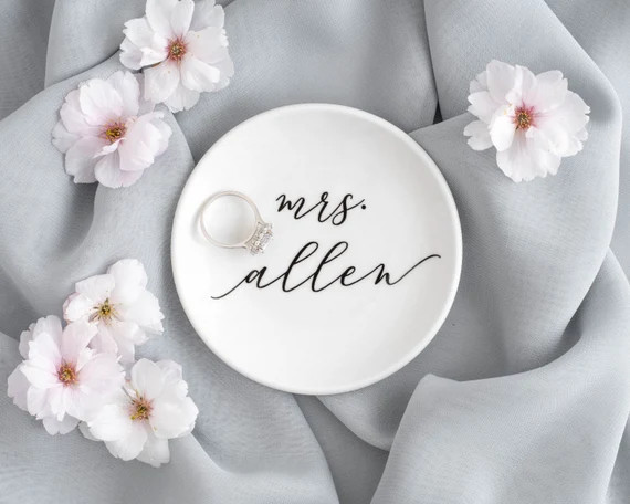 Personalized jewelry dish mrs ring dish bridal shower gift for bride wedding gift engagement gift... | Etsy (US)