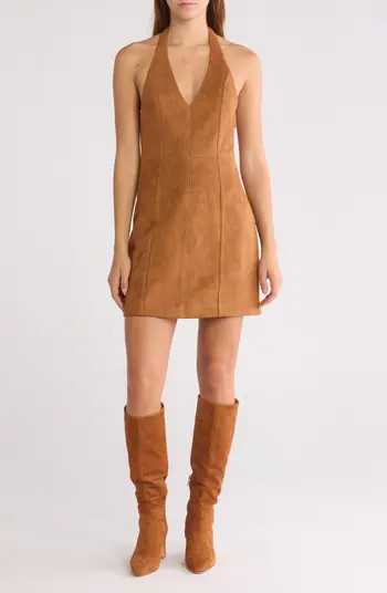 MOTHER The Neckline Faux Suede Halter Dress | Nordstromrack | Nordstrom Rack