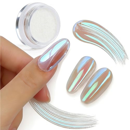 Artdone Moonlight Chrome Nail Powder, Aurora White Pearl Mirror Mermaid Iridescent Nail Art Glitter Pigment for Gel Polish Decoration Colors for Home DIY Salon Supplies | Amazon (US)