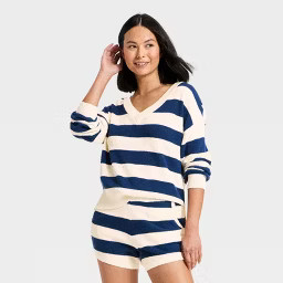 Women's Striped V-Neck Sweater Top - JoyLab™ | Target