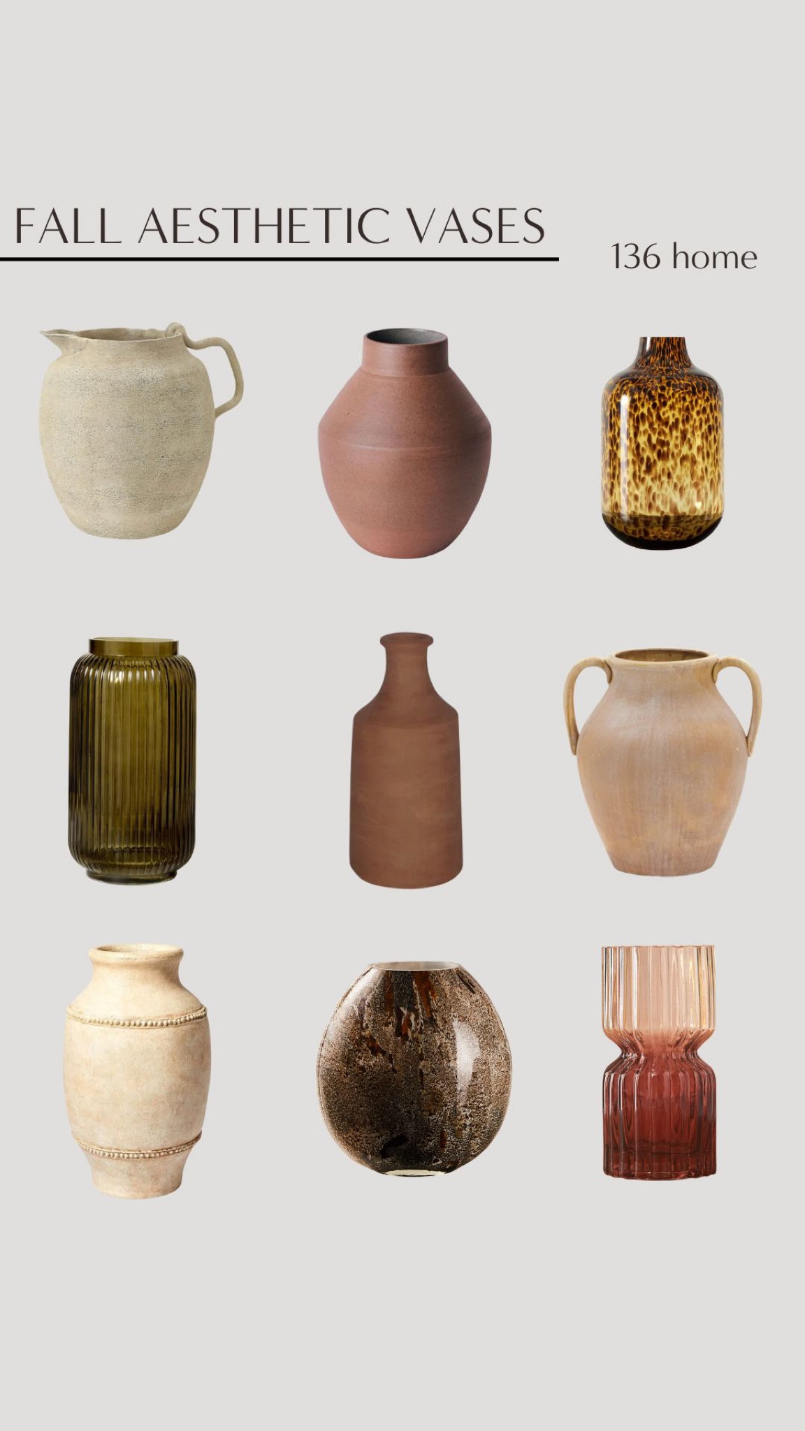 Fall Aesthetic Vases #falldecor #fallhomedecor #fallaesthetic #vase #homedecor #homeaccent #interiordesign

#LTKSeasonal #LTKstyletip #LTKhome