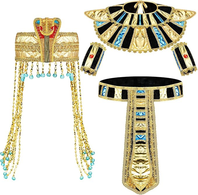 5 Pcs Egyptian Costume Accessories Cleopatra Costume Snake Beaded Egyptian Princess Headband Egyp... | Amazon (US)