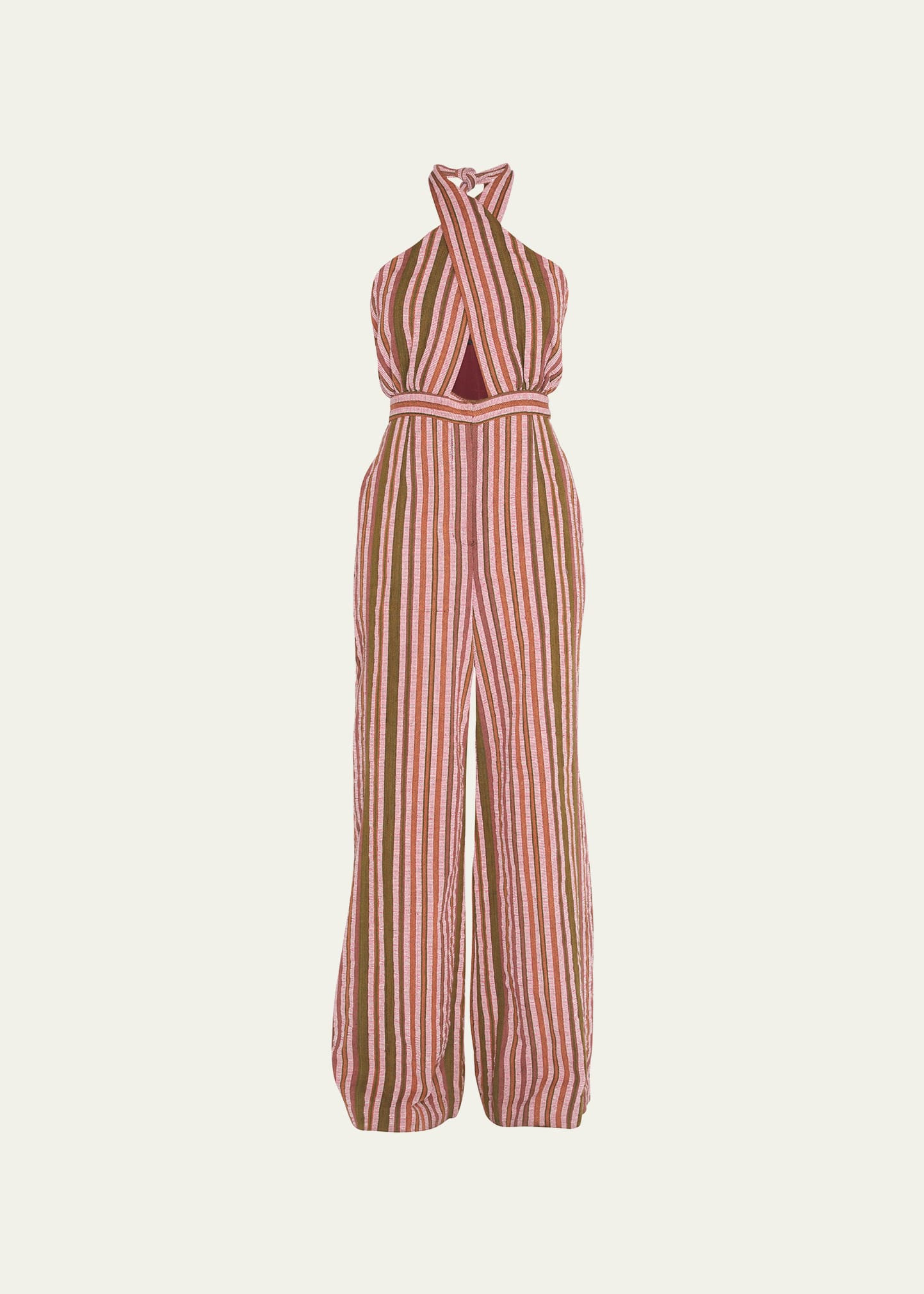 Studio 189 Stripe Halter Wide-Leg Jumpsuit | Bergdorf Goodman