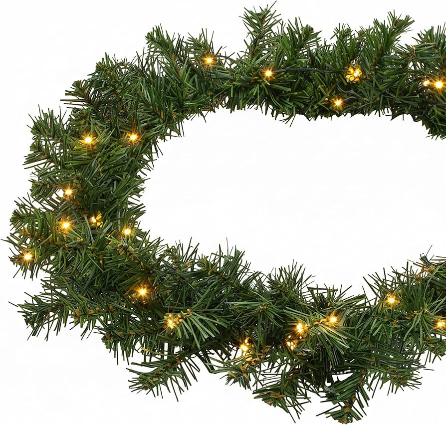 Spetebo Weihnachtsgirlande grün mit 100 LED Lichterkette warmweiß für Außen - 810 cm - Kunst ... | Amazon (DE)