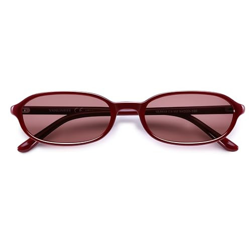 VANLINKER Trendy 90s Slim Thin Rectangle Sunglasses for Women Men Retro Small Vintage Cute Shades VL9918,Red Frame Red Lens | Amazon (US)