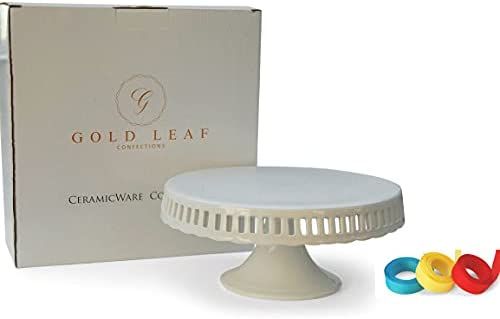 Pedestal Footed Cake Display Stand with Scalloped Edge and Interchangeable Ribbon Trim (Includes ... | Amazon (US)