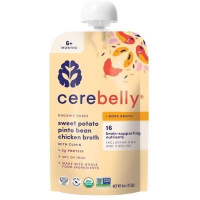 Cerebelly Bone Broth Sweet Potato Pinto Bean Chicken Broth Baby Meals Pouch - 4oz: Organic & Non-GMO Stage 3 | Target