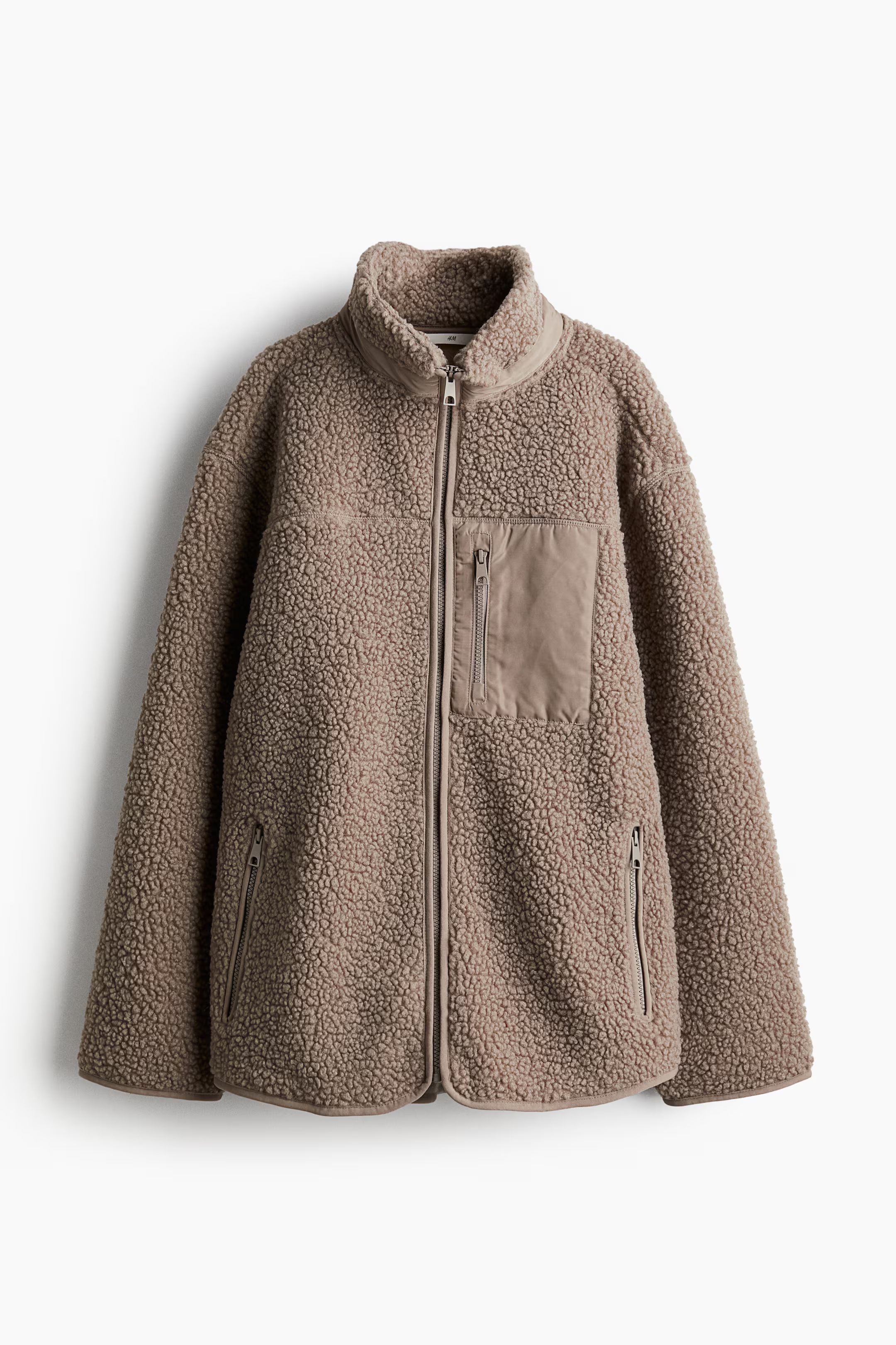 Teddy Fleece Jacket - Long sleeve - Regular length - Beige - Ladies | H&M US | H&M (US + CA)