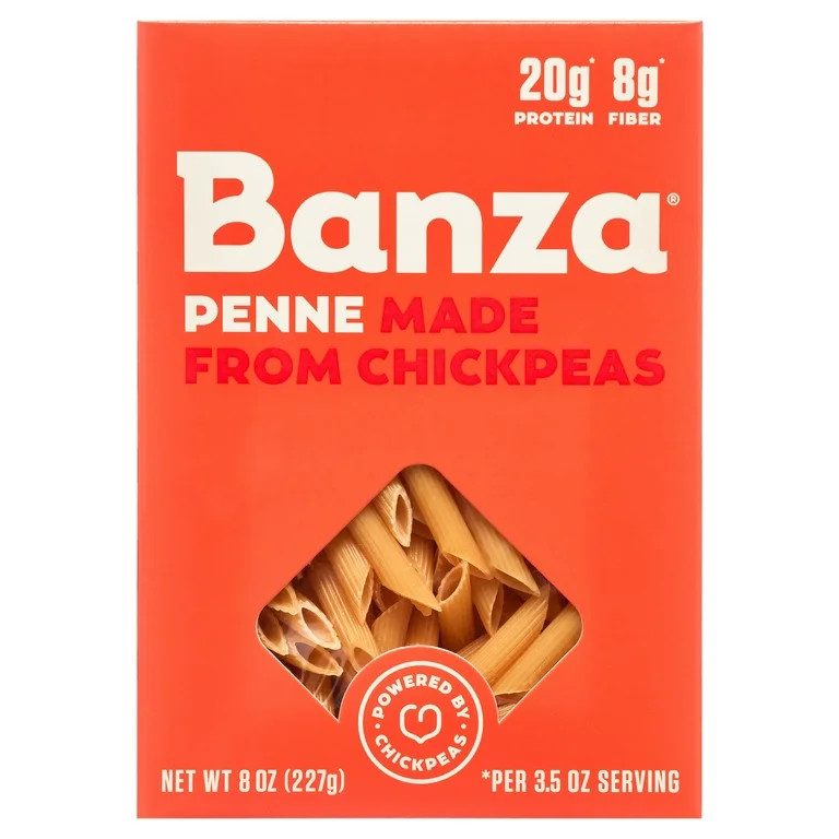 Banza Penne Pasta - Gluten Free, High Protein, and Lower Carb Shelf-Stable Pasta, 8oz | Walmart (US)