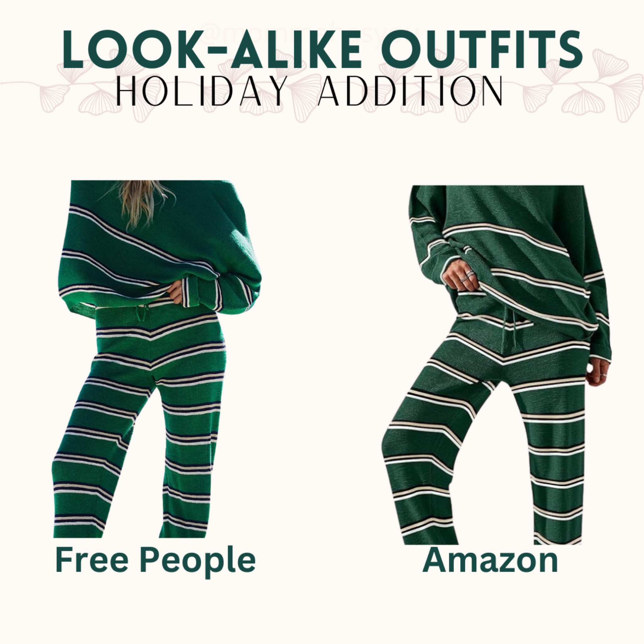 Get comfy this holiday in this adorable sweater knit set. Shown in green, but it comes in many other colors. Great for a very casual Thanksgiving or holiday celebration.  Sitting by the fire playing games.  wear together or separate. A great look for less quality very similar based on reviews free people versus Amazon. An excellent option for a look alike found less expensive perfect option for a gift for a loved one  

#LTKHoliday #LTKSeasonal #LTKGiftGuide