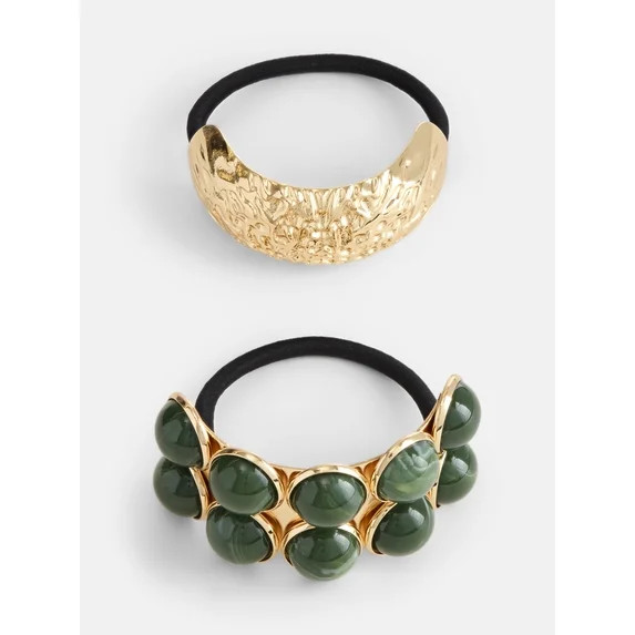 Scenario Women's Cabochon Hair Tie, Green | Walmart (US)