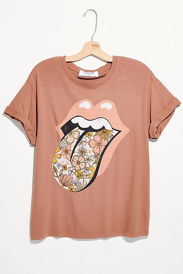 Stones Retro Short Sleeve Tee by Daydreamer at Free People, Suede, XL | Free People (Global - UK&FR Excluded)