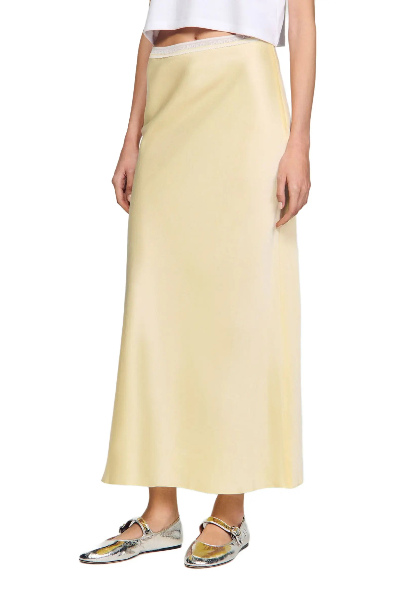 Long satin-effect skirt | Nordstrom