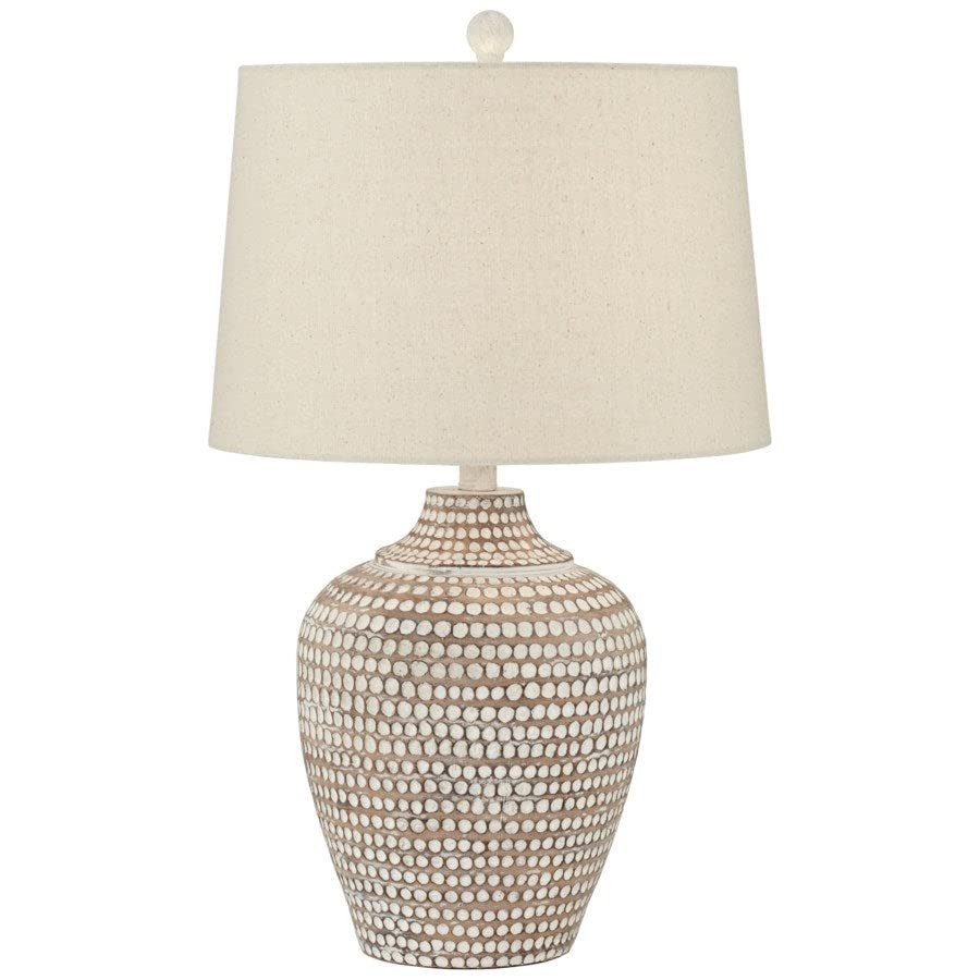 Alese Textured Dot Jug Table Lamp (2), Neutral Earth Finish, Cast Resin Construction, Oatmeal Linen  | Amazon (US)