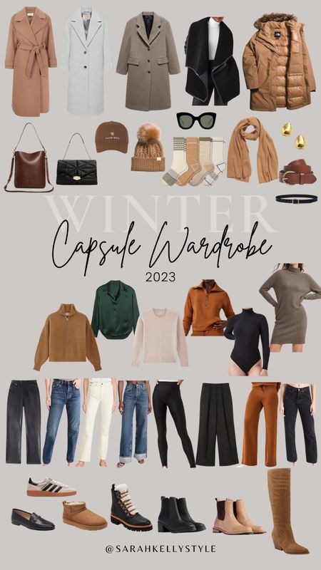 Winter Capsule Wardrobe 2023, winter outfit, ways to wear, outfit breakdown, overcoat, wide leg jeans, faux leather, lug sole boots, Chelsea boot, sneakers, sweater, bodysuit, Sarah Kelly Style

#LTKHoliday #LTKSeasonal #LTKstyletip