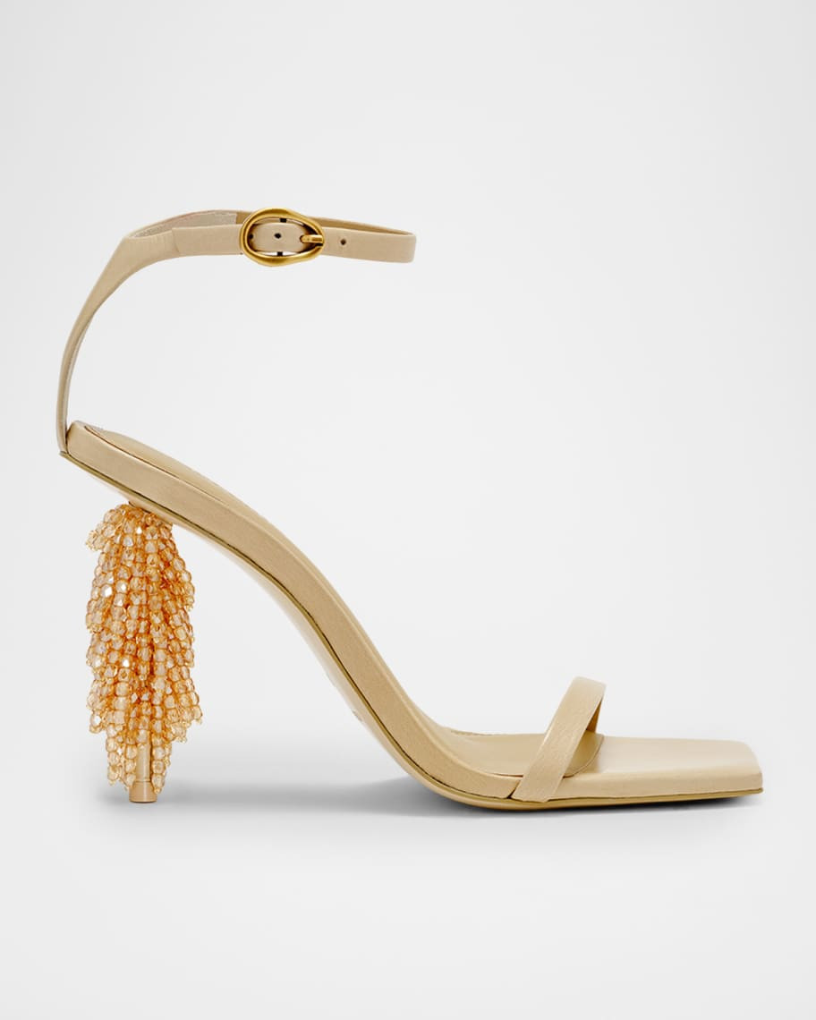 Cult Gaia Sienna Embellished-Heel Leather Sandals | Neiman Marcus