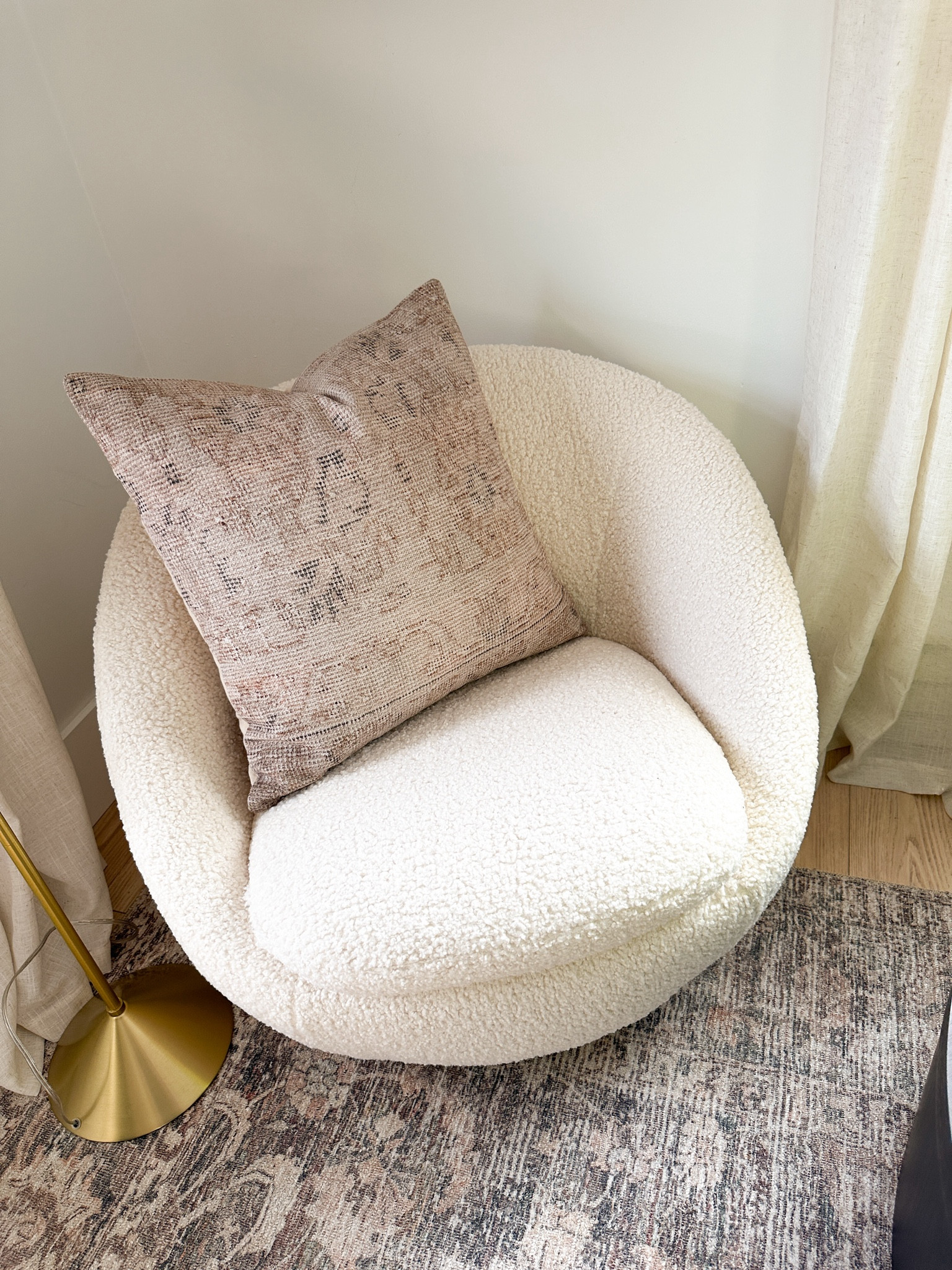 Gorgeous & simple neutral patterned pillow from Wayfair - matches well with my soft & cozy boucle swivel accent chair from Walmart! 

#LTKStyleTip #LTKHome