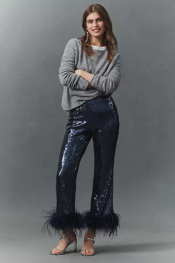 The Koto Faux-Feather Pants | Anthropologie (US)