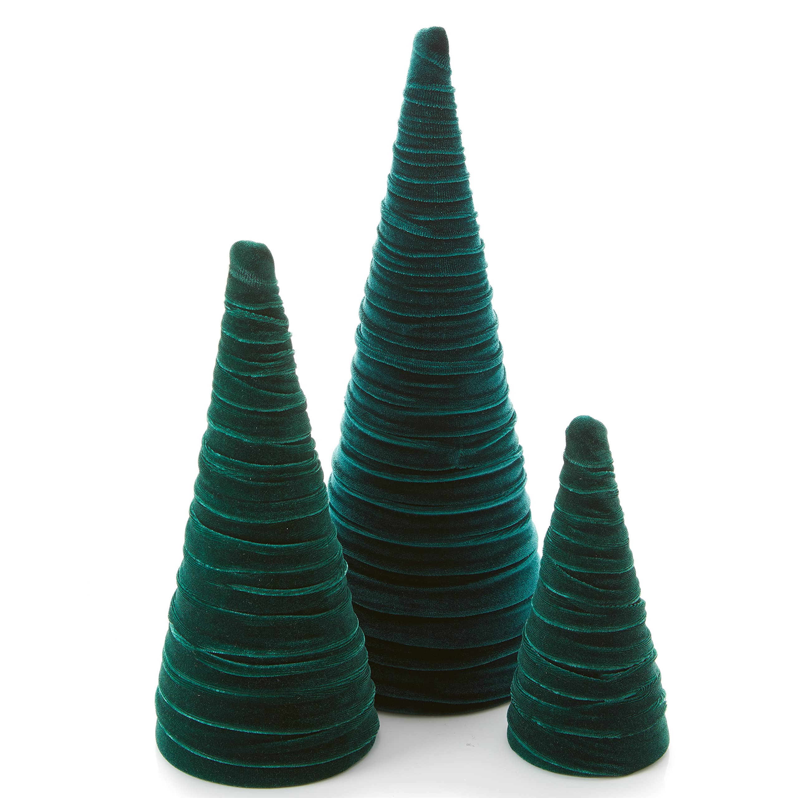 Emerald Velvet Cones Set of 3, Modern Mantel Decor, Deep Green Christmas Tree Tabletop, Elegant E... | Amazon (US)