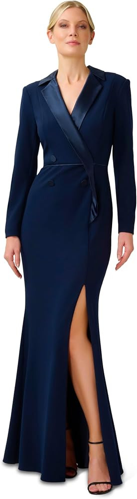Adrianna Papell Women's Crepe Tuxedo Gown | Amazon (US)