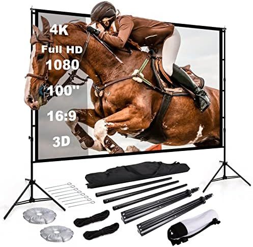 Projector Screen with Stand 100 inch, Sedpell 16:9 4K HD Indoor Outdoor Movie Screen with Water B... | Amazon (US)