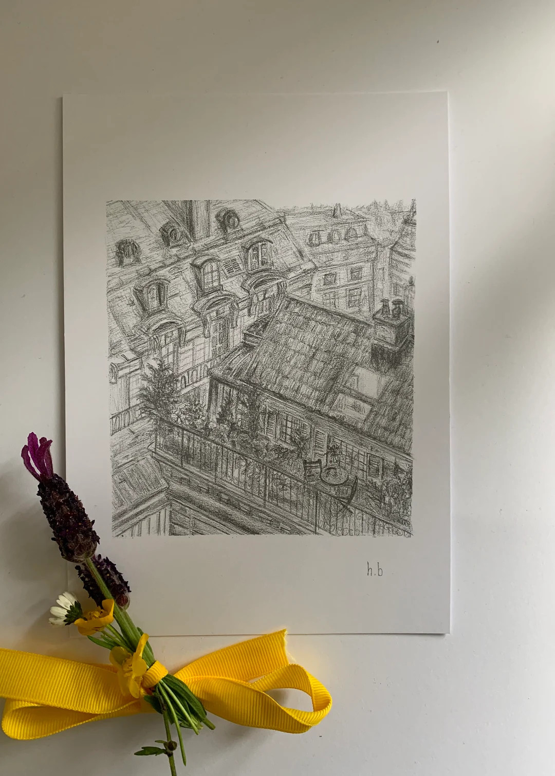 Parisian Rooftops Original Tonal Drawing Print | Pencil Sketch | Building | Fine Print | Wall Art... | Etsy (US)