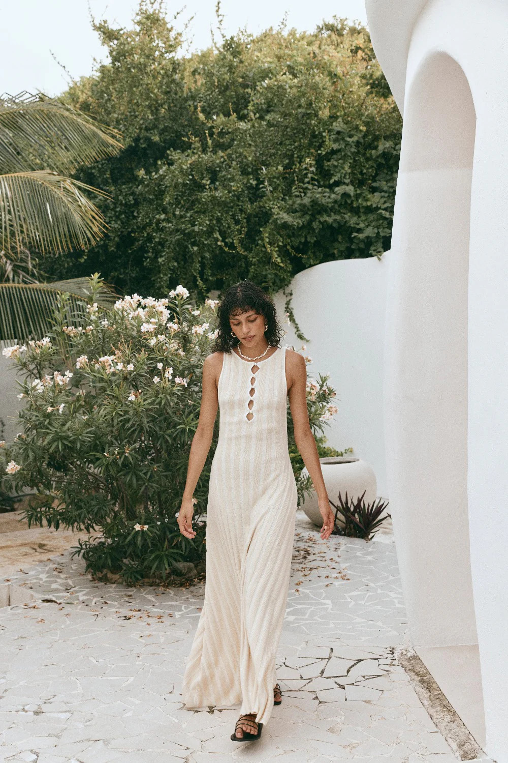 El Mar Knit Maxi Dress Cream | VRG Grl