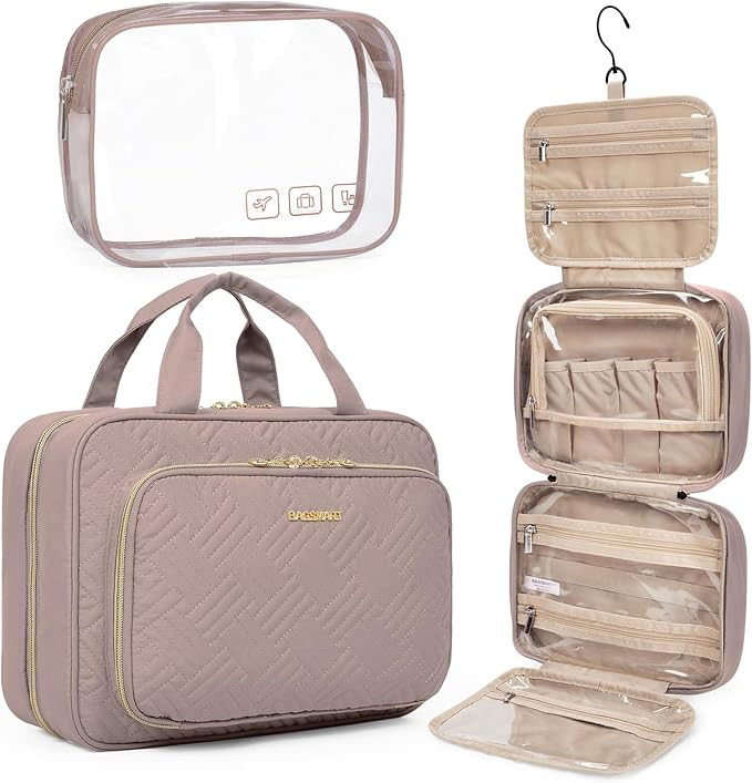 BAGSMART Toiletry Bag Hanging Travel Makeup Organizer with TSA Approved Transparent Cosmetic Bag ... | Amazon (US)