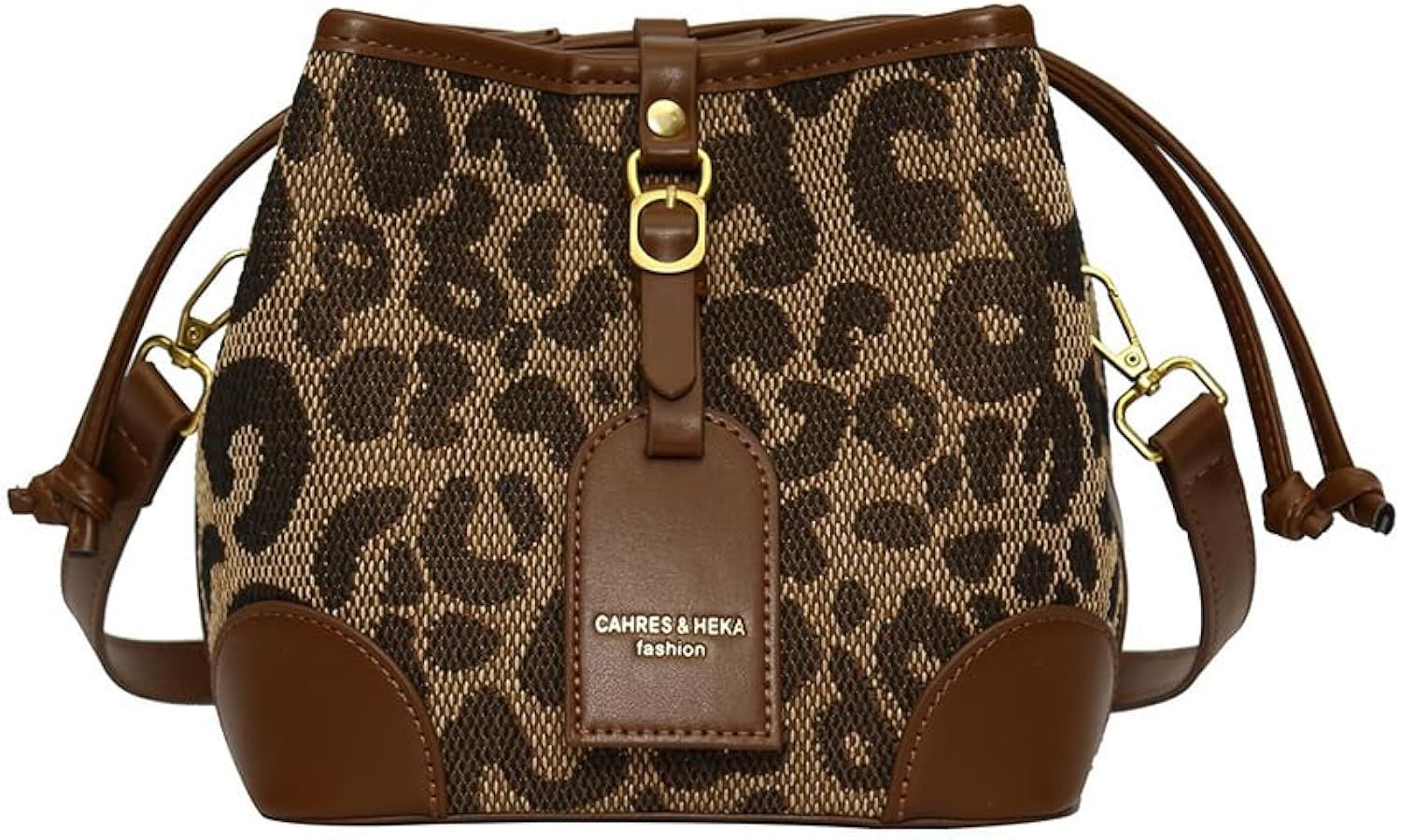 Leopard Print Drawstring Bucket Bag Cheetah Pu Leather Crossbody Drawstring Bucket Handbag Hobo B... | Amazon (US)