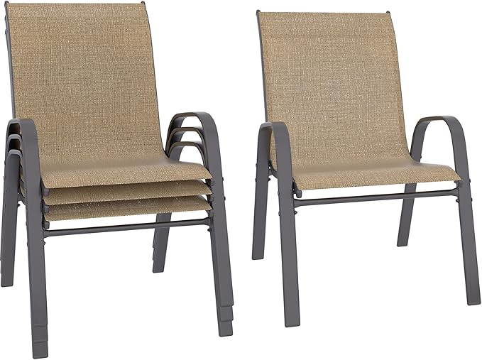Betterhood Patio Chairs Set of 4, Stackable Outdoor Dining Chairs Set with Breathable Seat Fabric... | Amazon (US)