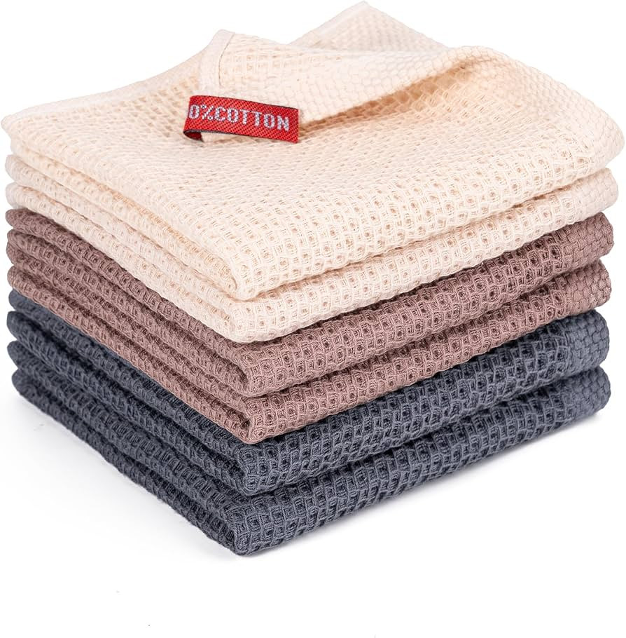 BOOMIBOO 6-Pack Kitchen Dish Cloths, 100% Cotton Waffle Weave, Ultra Soft Absorbent, Quick Drying... | Amazon (US)