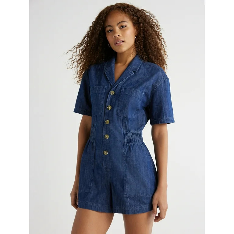 Free Assembly Women’s Utility Romper with Short Sleeves, 4.5” Inseam, Sizes XS-XXL | Walmart (US)