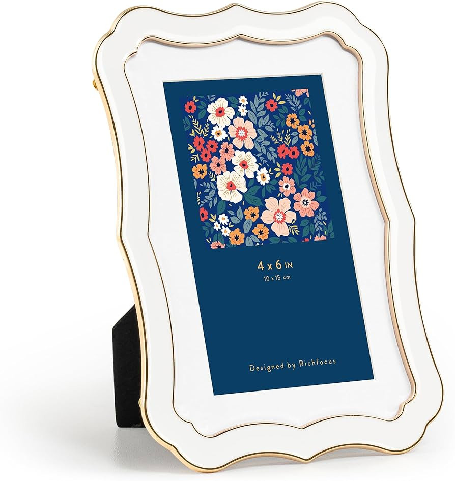 4x6 Enamel Picture Frame with HD-Tempered Glass, Display 3x5 Photo with Mat, Ornate Photo Frame w... | Amazon (US)