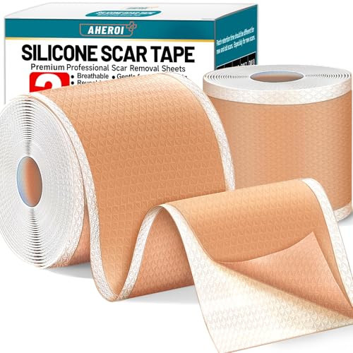 Aheroi Silicone Scar Tape, 1.6"x200" Silicone Scar Sheets(2 Rolls-5M)Medical Grade Scar Sheets for Surgical Scars, Soft Scar Patches Reusable Scar Removal Strips,Effective C-Section Keloid Tummy Treat | Amazon (US)