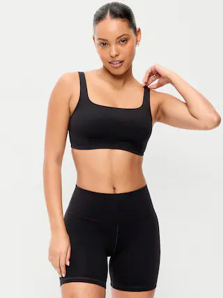 Light Support StudioSmooth Square-Neck Sports Bra | Old Navy (US)