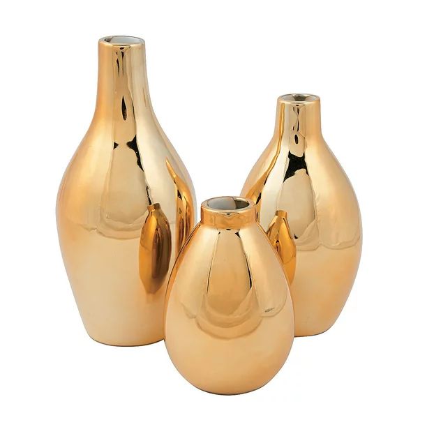 Gold Metallic Vase Set (3Pc) - Home Decor - 3 Pieces | Walmart (US)