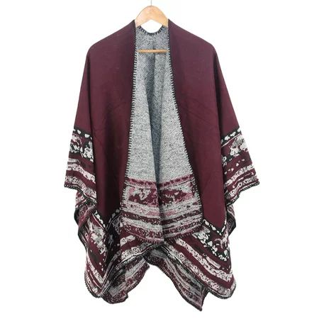 sweaters for women cardigan open front petite Women Winter Warm Oversized Printing Blanket Cape Wrap | Walmart (US)