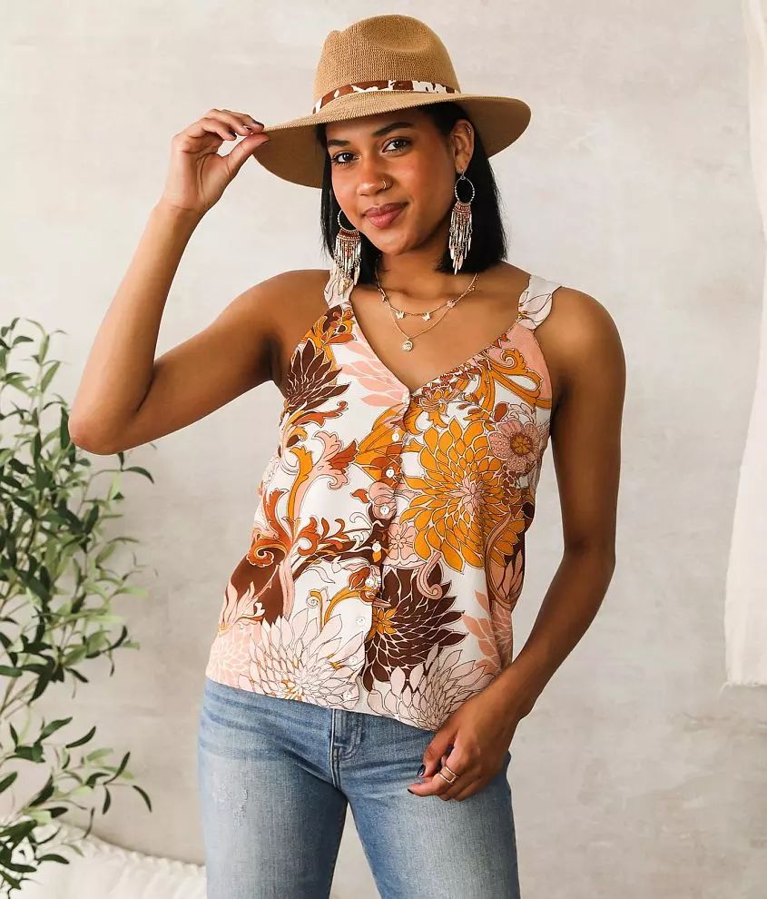 Textured Floral Tank Top | Buckle