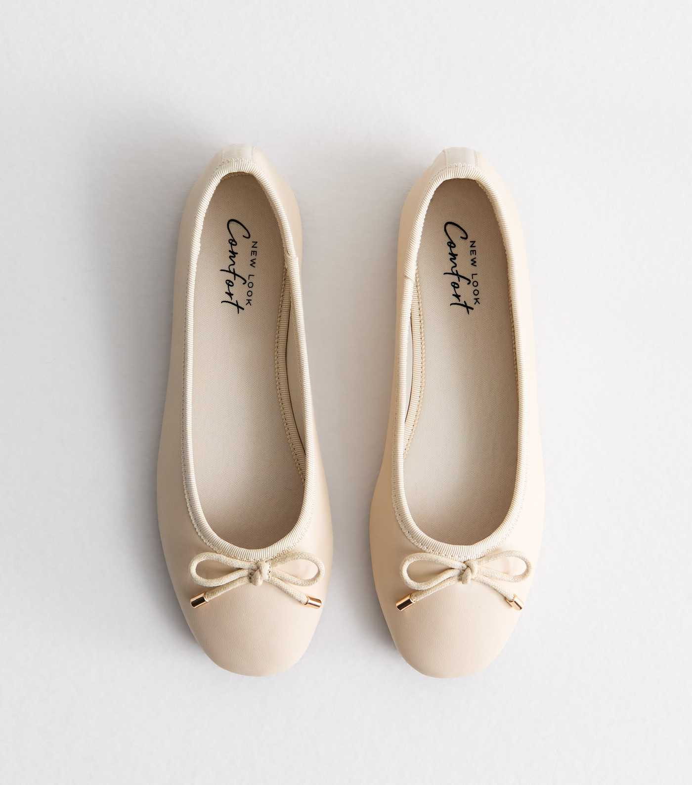 Off White Leather-Look Ballerina Pumps | New Look | New Look (UK)