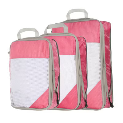 Unique Bargains Suitcases Compression Packing Cube Travel Luggage Organizers Bag 3 Pcs Pink | Target
