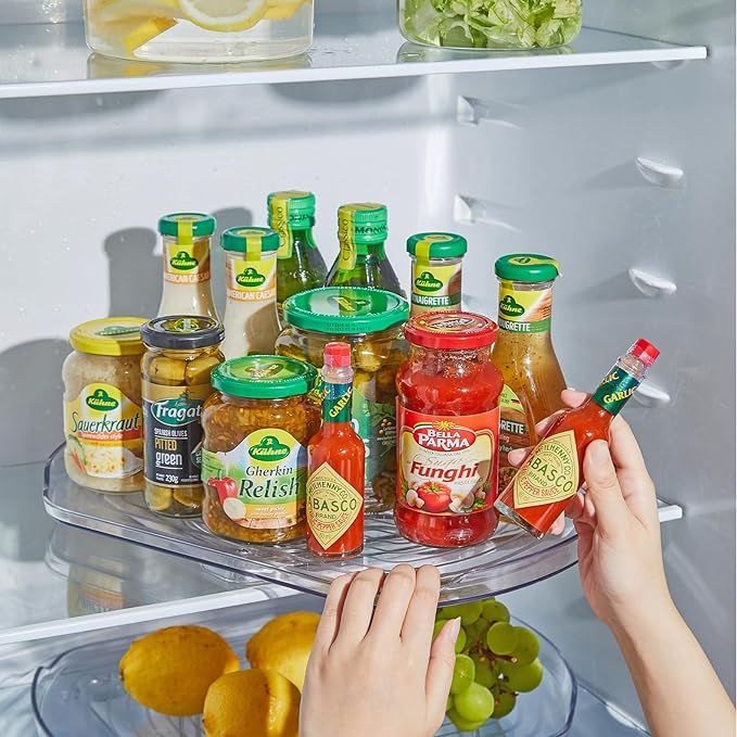 Square Lazy Susan Turntable Organizer for Refrigerator, 15.67''Clear, 360°Rotate Rectangle Fridg... | Amazon (US)