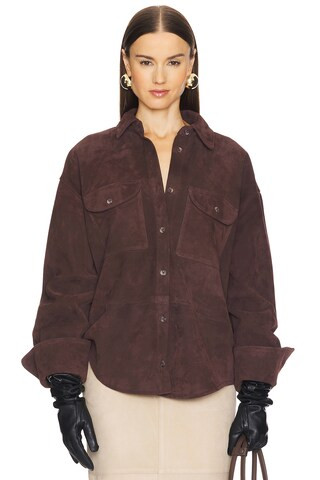 Helsa Suede Overshirt in Chocolate Brown from Revolve.com | Revolve Clothing (Global)
