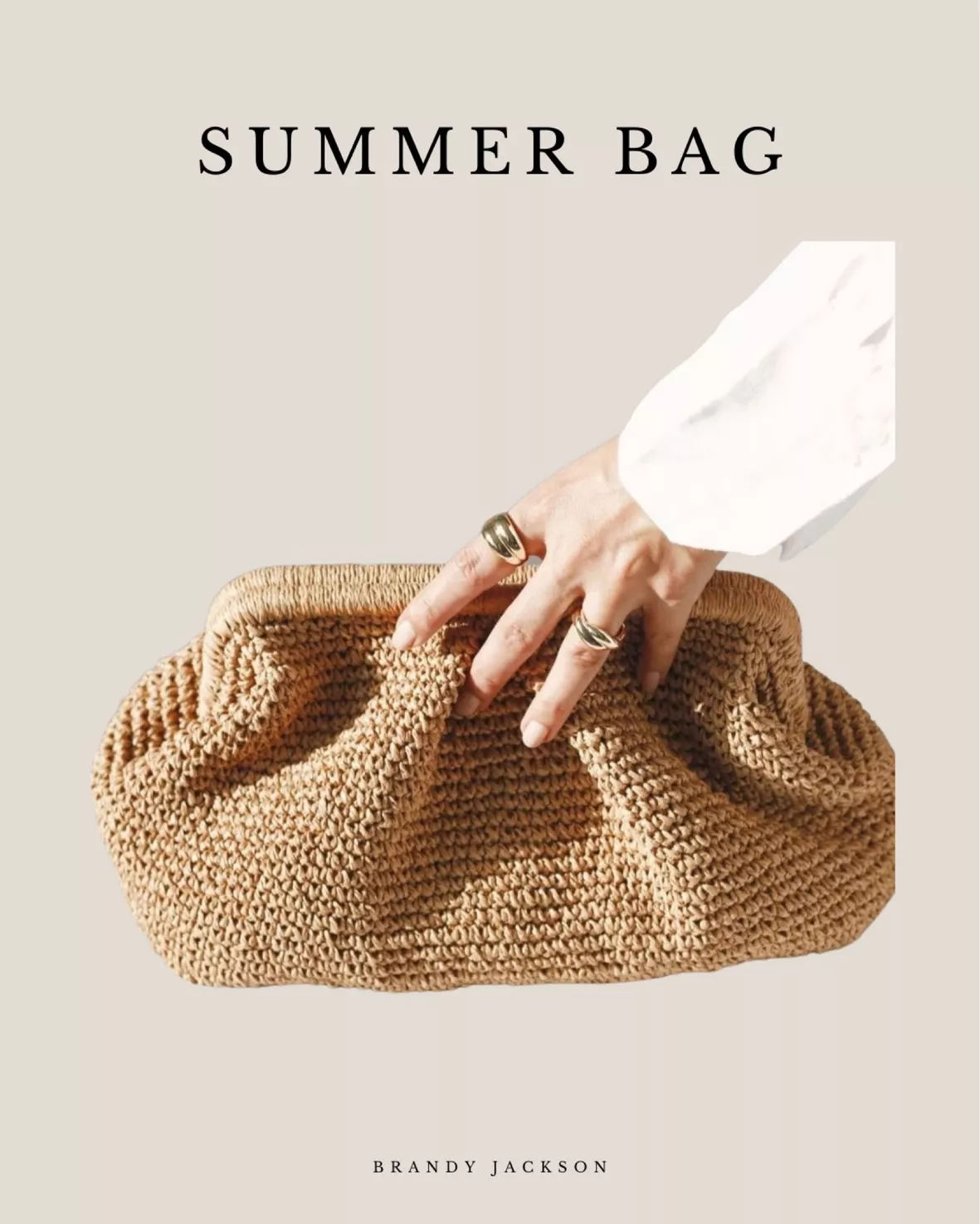 Summer raffia clutch bag