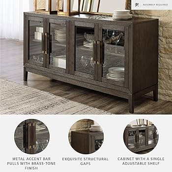Signature Design by Ashley Burkhaus Traditional Dining Room Server with 2 Cabinets, Dark Brown | Amazon (US)