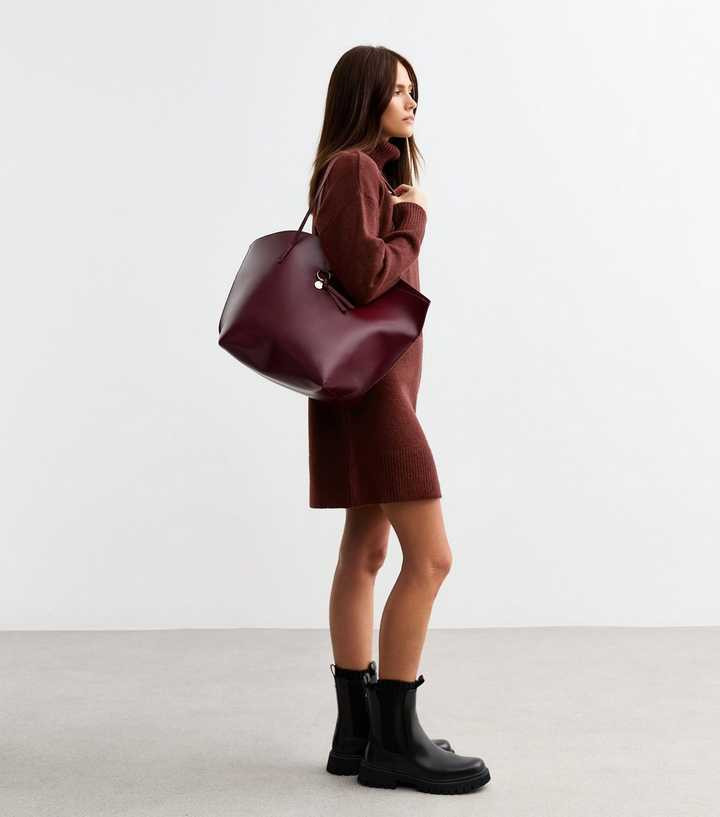 Burgundy Knit Roll Neck Mini Jumper Dress
						
						Add to Saved Items
						Remove from Saved... | New Look (UK)