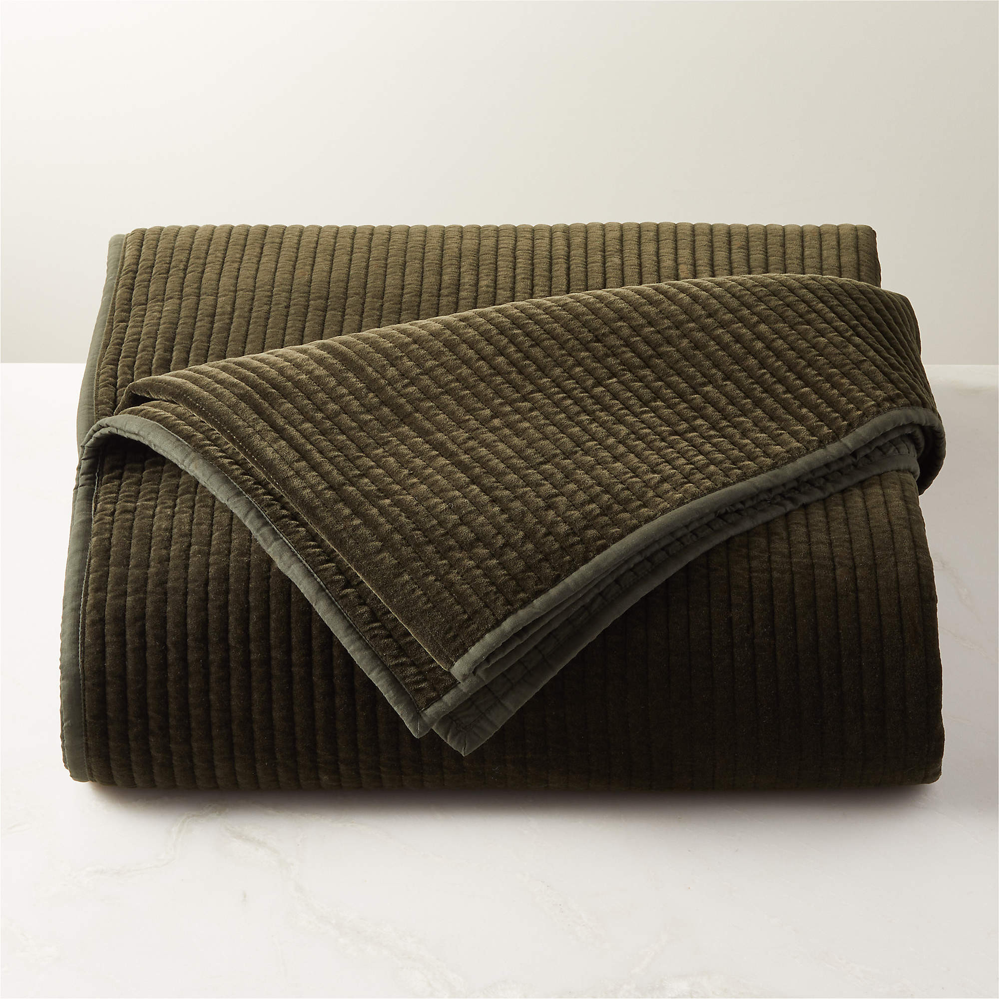 Shadow Iced Blue Velvet King Quilt + Reviews | CB2 | CB2