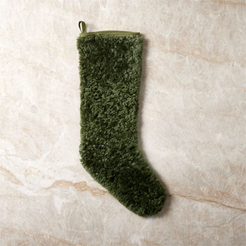 Shorn Green Sheepskin Christmas Stocking + Reviews | CB2 | CB2