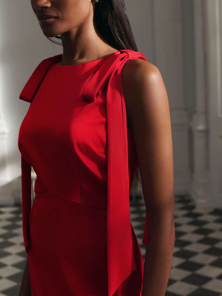 Cherry Red N.Premium Satin Bow Shoulder Mini Dress | Next EU